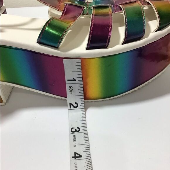 Dolls Kill Y.R.U. Chariot Chunky Platform Loafers Holographic Size 9 - Picture 10 of 10